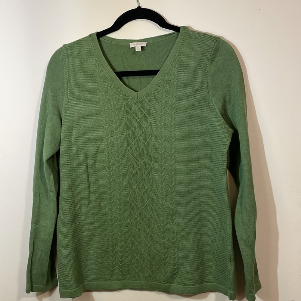 Talbots Women’s‎ Small Petite Kelly Green Sweater Vneck ribbed pullover
